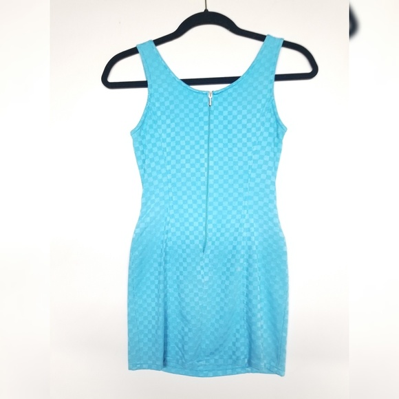 Auth 90's Versace turquoise Checkered Mini Dress - Picture 5 of 5